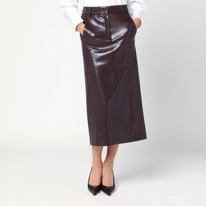 The Andamane Women's Bordeaux Faux Leather Midi Skirt